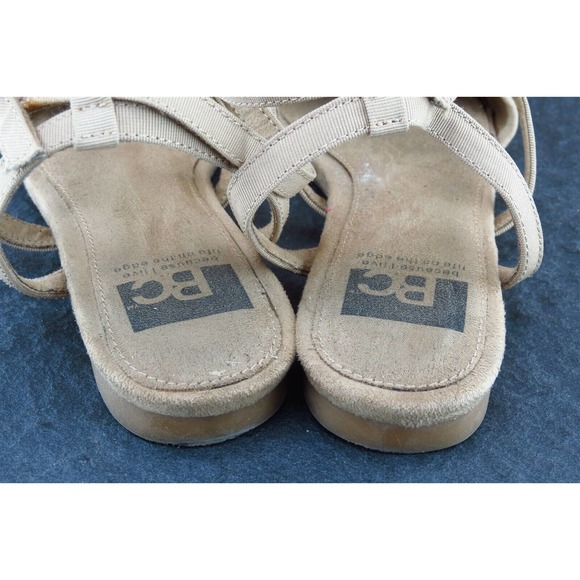 BC Footwear Sz 7 M Brown Ankle Strap Fabric Women Sandals - Picture 5 of 7
